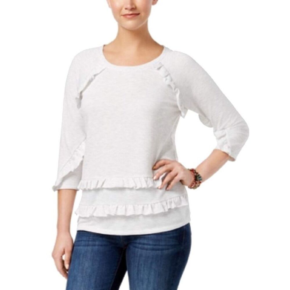 Style & Co Ruffled Raglan Top - Picture 3 of 5